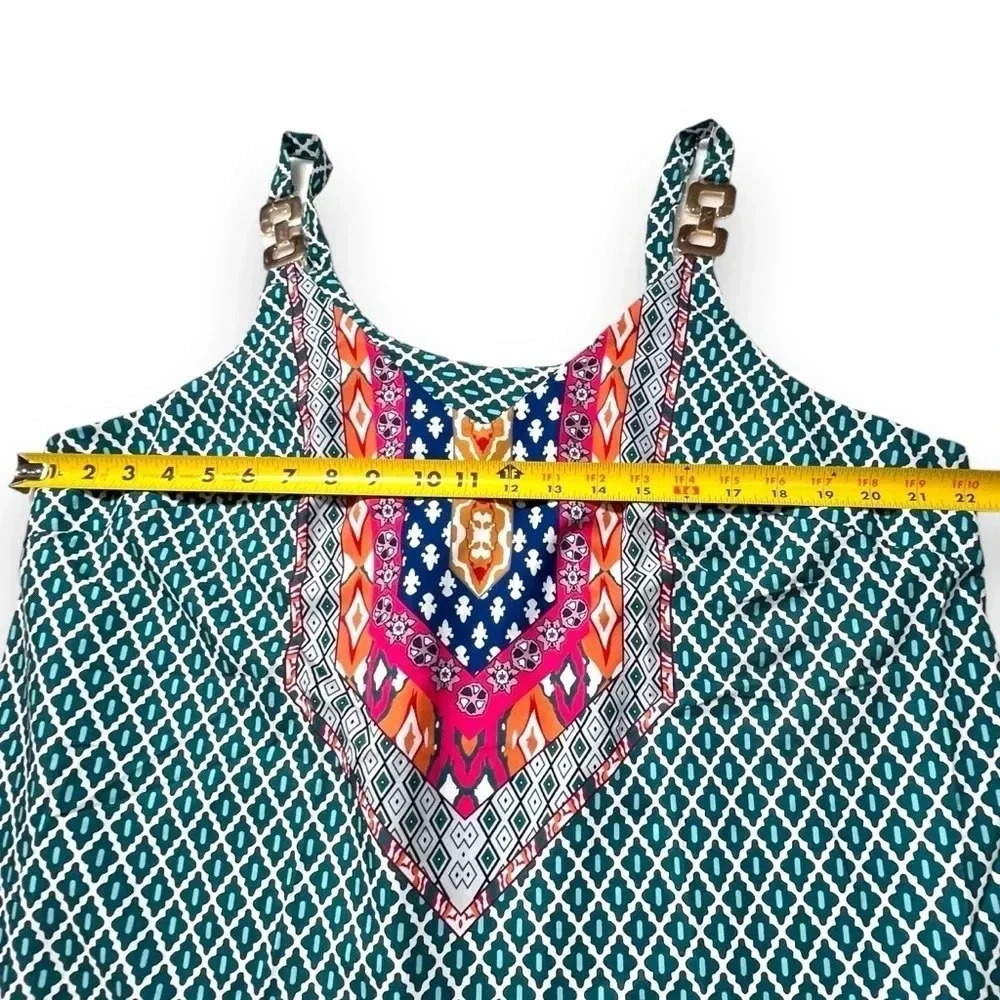 SHEIN Curve VCAY Plus Geo Print Cami With Gold Chain Link Spaghetti Strap 1X - Picture 10 of 13